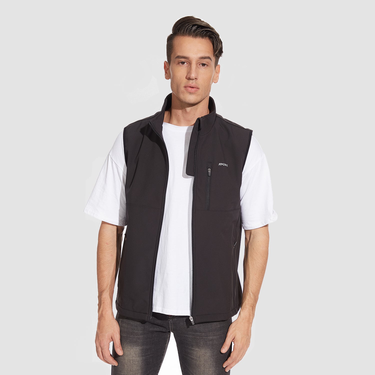 Men's Lightweight Vest Windproof Sleeveless Jacket Outdoor Hiking Camping Fishing Photography Gilet with Zip Pockets