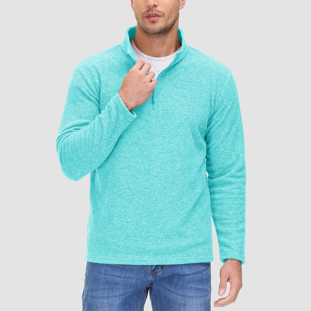 MAGCOMSEN men's water blue quarter-zip pullover sweater for hiking and active days