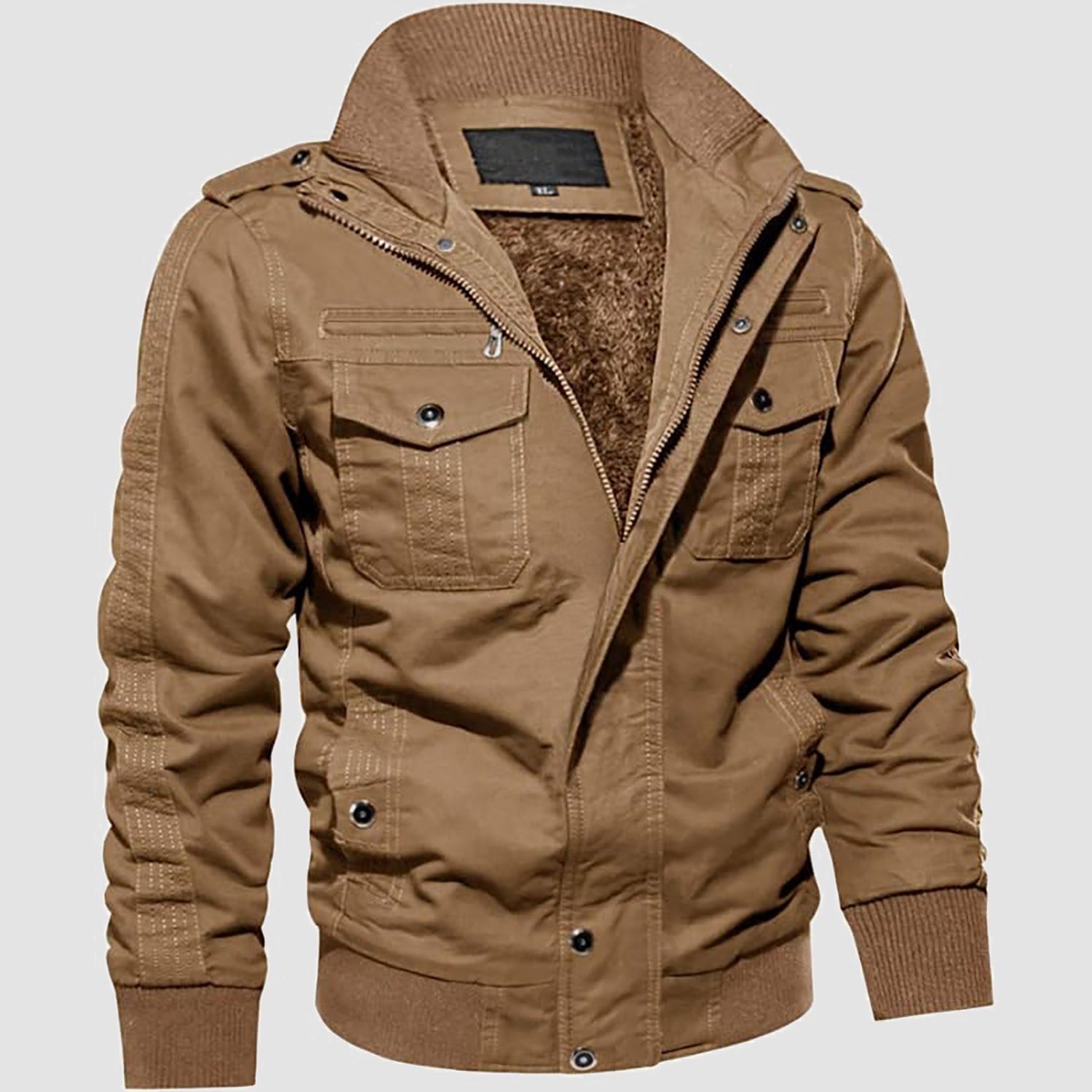MAGCOMSEN Winterjas voor heren; warm fleece jack voor mannen; overgangsjas; outdoor jacket; pilotenjack; parka; werkjas, grijs, L MAGCOMSEN Winterjas voor heren; warm fleece jack voor mannen; overgangsjas; outdoor jacket; pilotenjack; parka; werkjas, grijs, L
