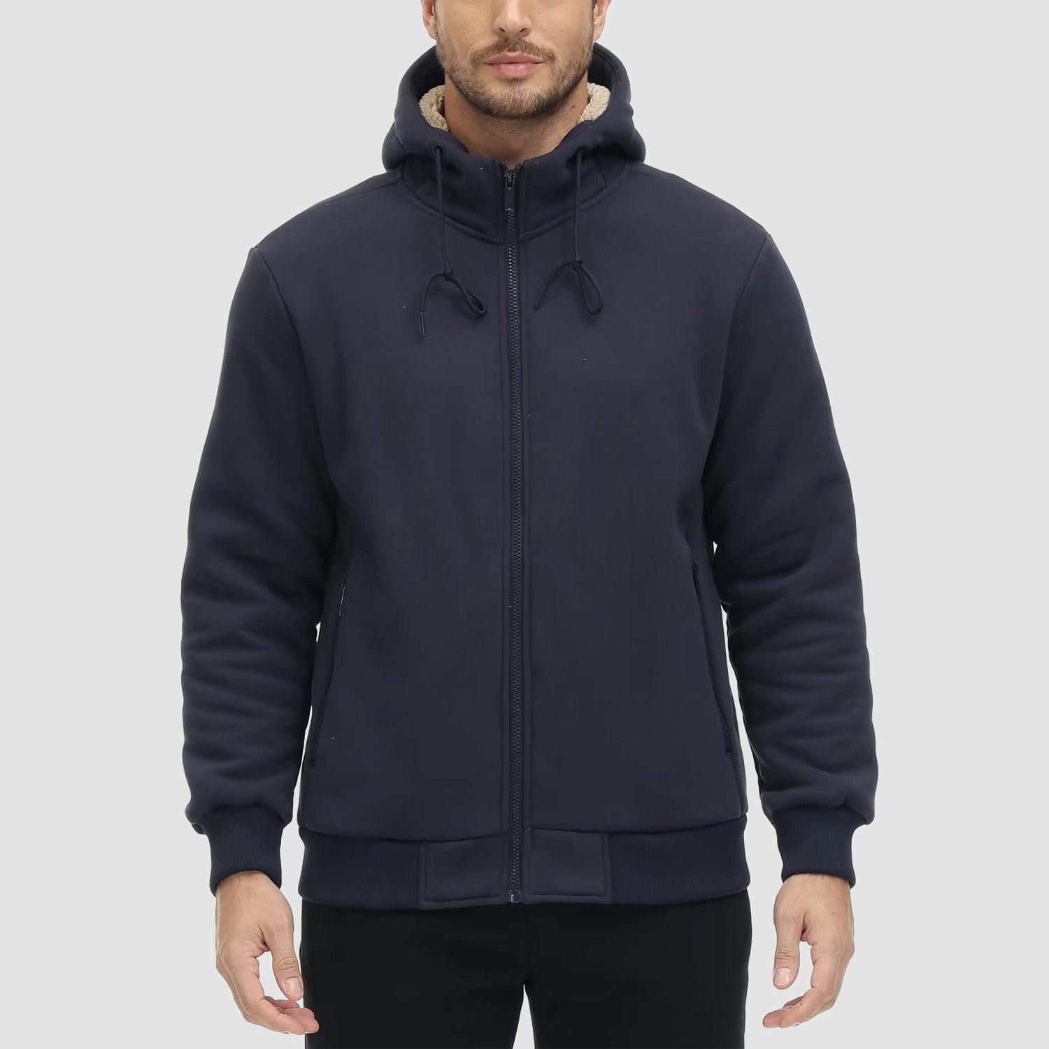 Men's Zipper Hoodie Jacket Fleece Lined Warm Jacket for Winter - MAGCOMSEN