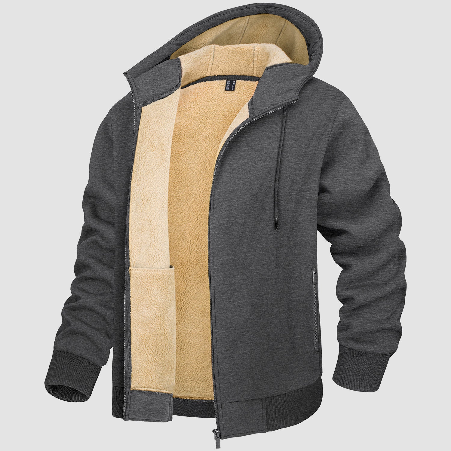 Men's Zipper Hoodie Jacket Fleece Lined Warm Jacket for Winter - MAGCOMSEN