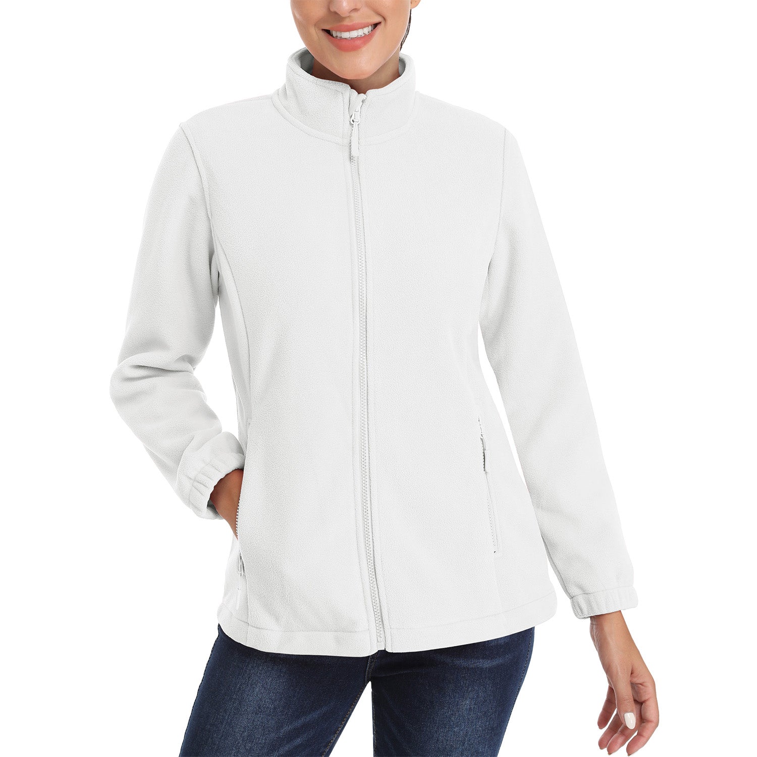 Women's Fleece Jacket Soft Full Zip Warm Long Sleeve with 2 Zipper Pockets Winter Jackets - MAGCOMSEN