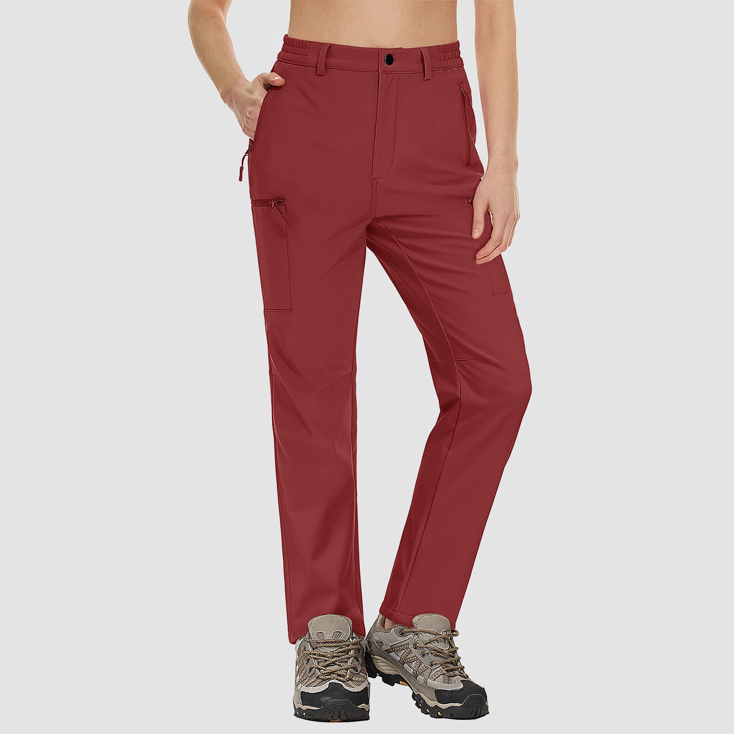 Women's Waterproof Fleece-Lined Ski Hiking Pants with Pockets