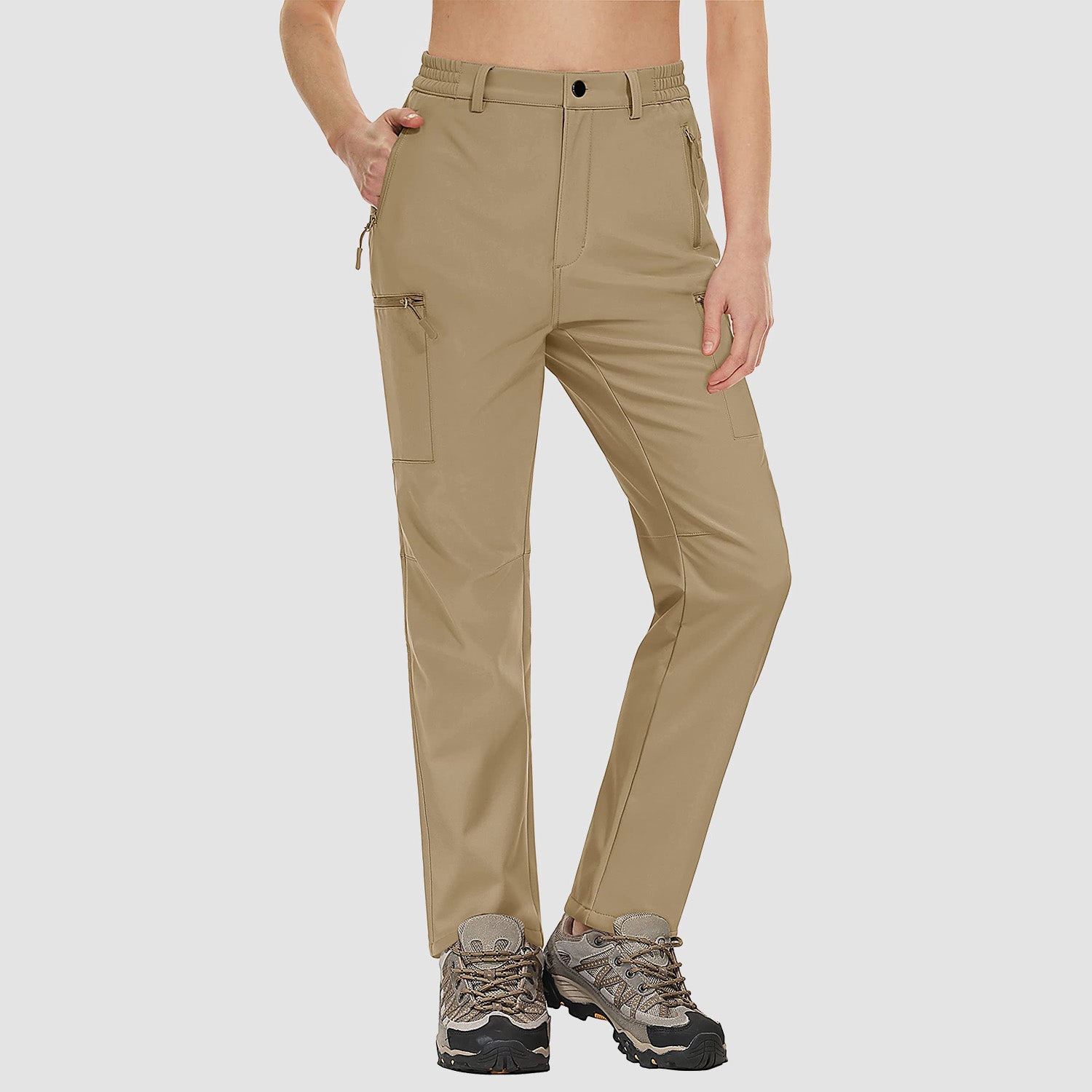 Women's Waterproof Fleece-Lined Ski Hiking Pants with Pockets