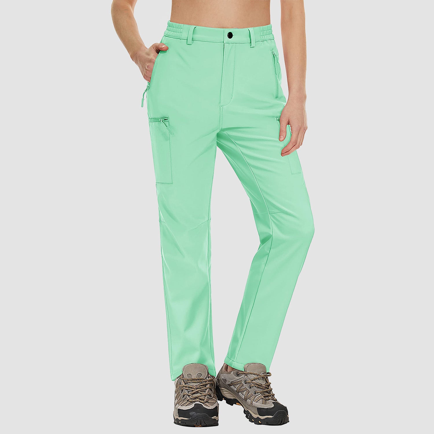 Women's Waterproof Fleece-Lined Ski Hiking Pants with Pockets