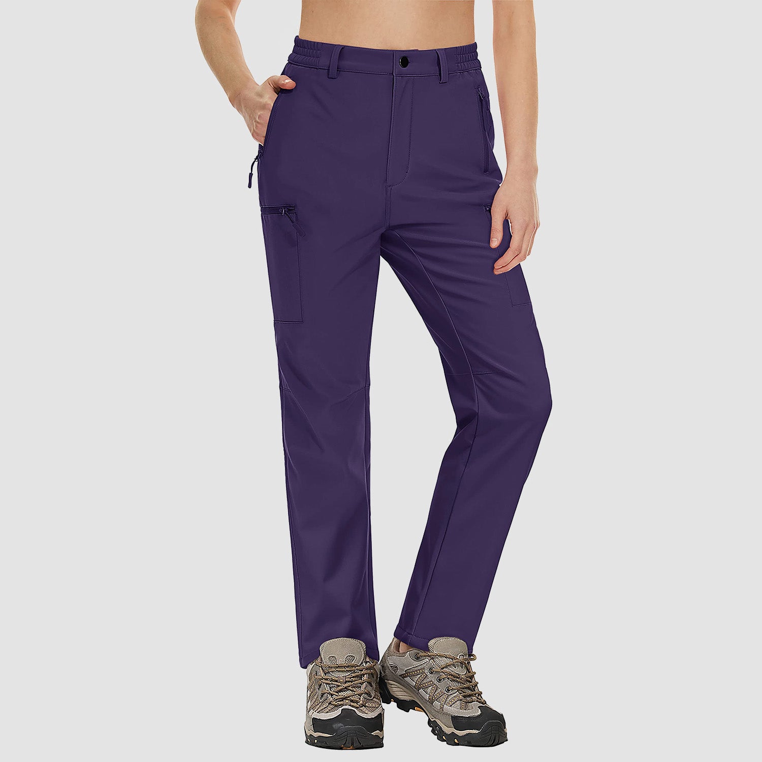Women's Waterproof Fleece-Lined Ski Hiking Pants with Pockets