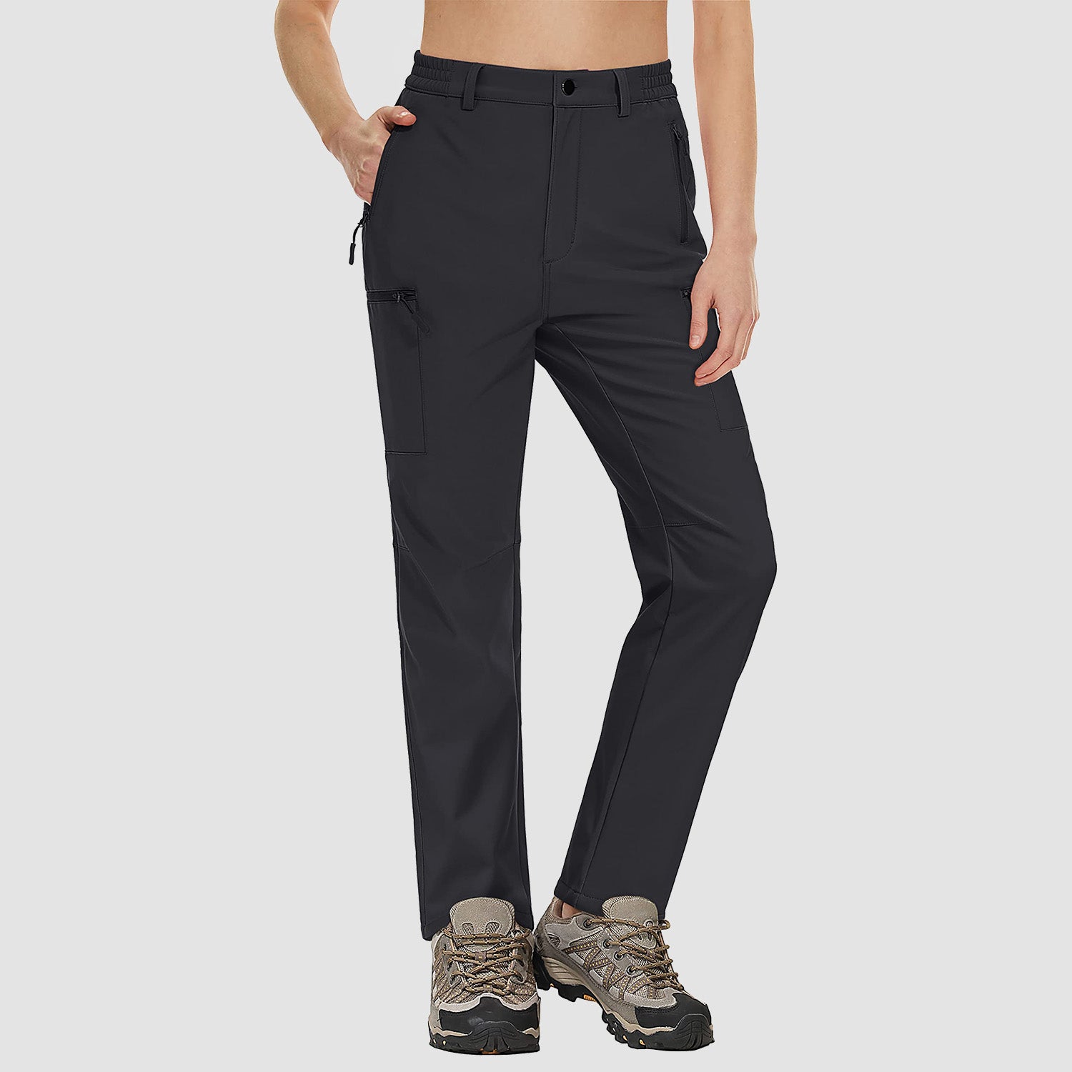 Women's Waterproof Fleece-Lined Ski Hiking Pants with Pockets