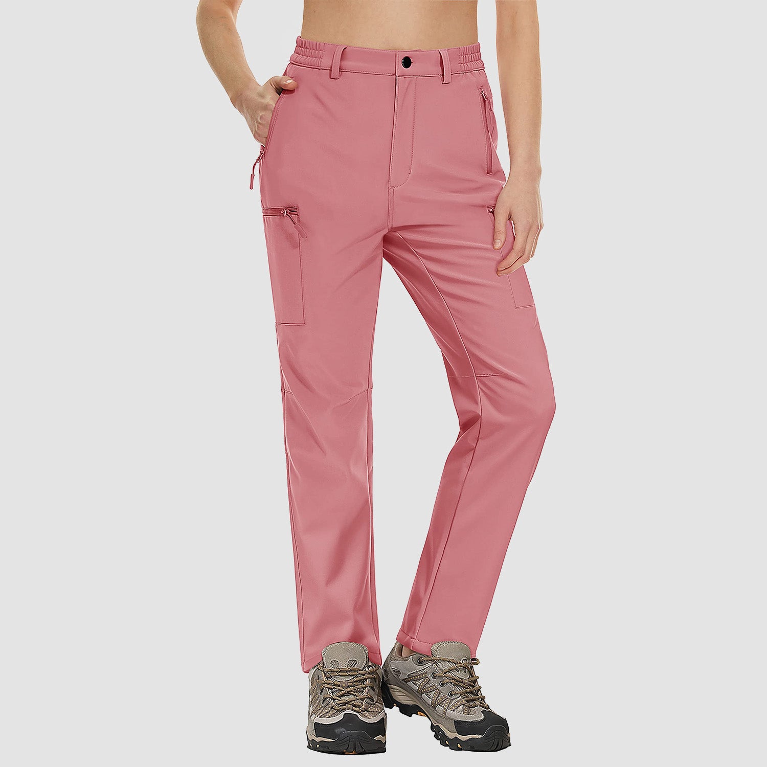 Women's Waterproof Fleece-Lined Ski Hiking Pants with Pockets