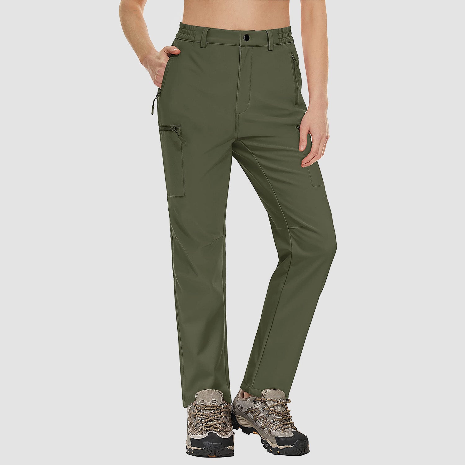 Women's Waterproof Fleece-Lined Ski Hiking Pants with Pockets