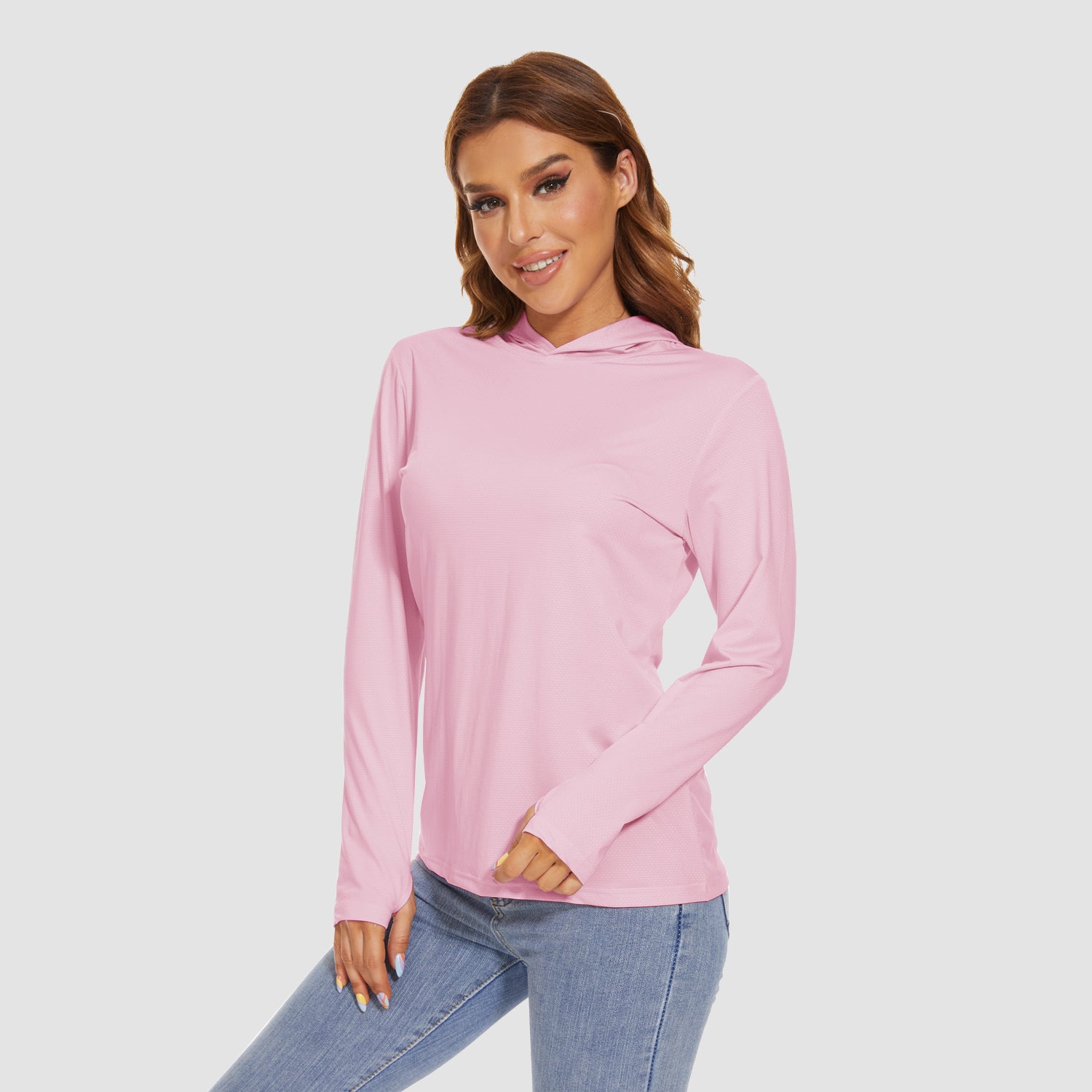 Women's Hoodie Shirts UPF 50+ Sun Protection Long Sleeve UV Shirt Fishing Hiking Athletic Shirts with Thumb Hole