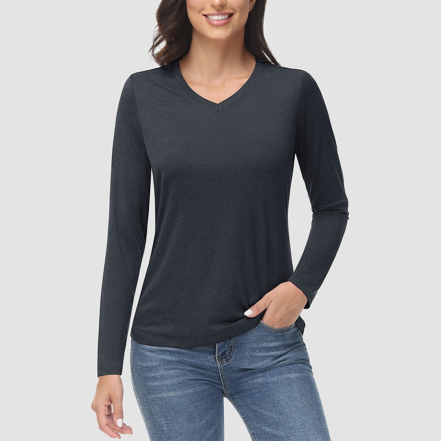 Women's Long Sleeve Shirt V Neck SPF Shirts UPF 50+ Quick Dry Workout Hiking Tee Shirts Rashguard - MAGCOMSEN