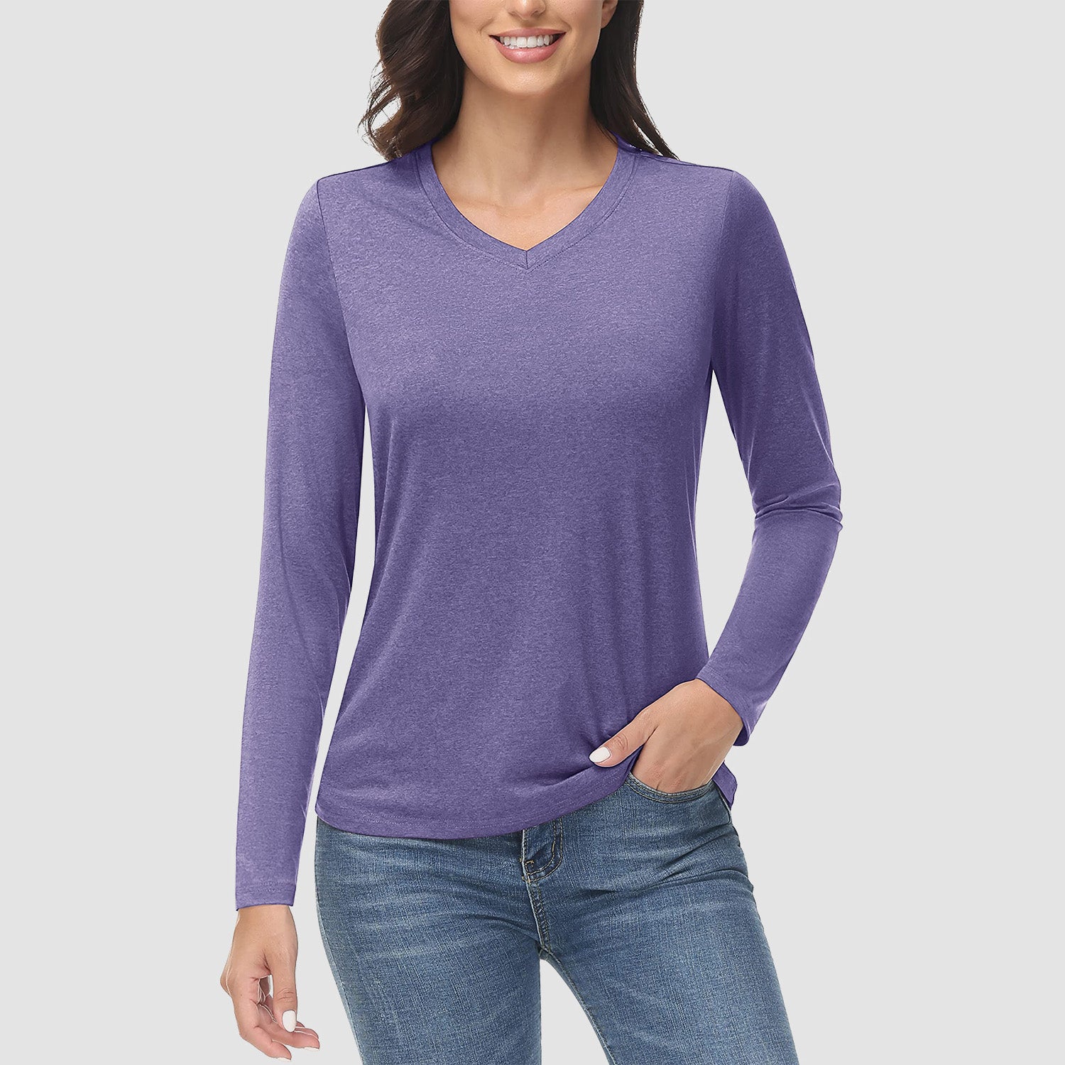 Women's Long Sleeve Shirt V Neck SPF Shirts UPF 50+ Quick Dry Workout Hiking Tee Shirts Rashguard - MAGCOMSEN