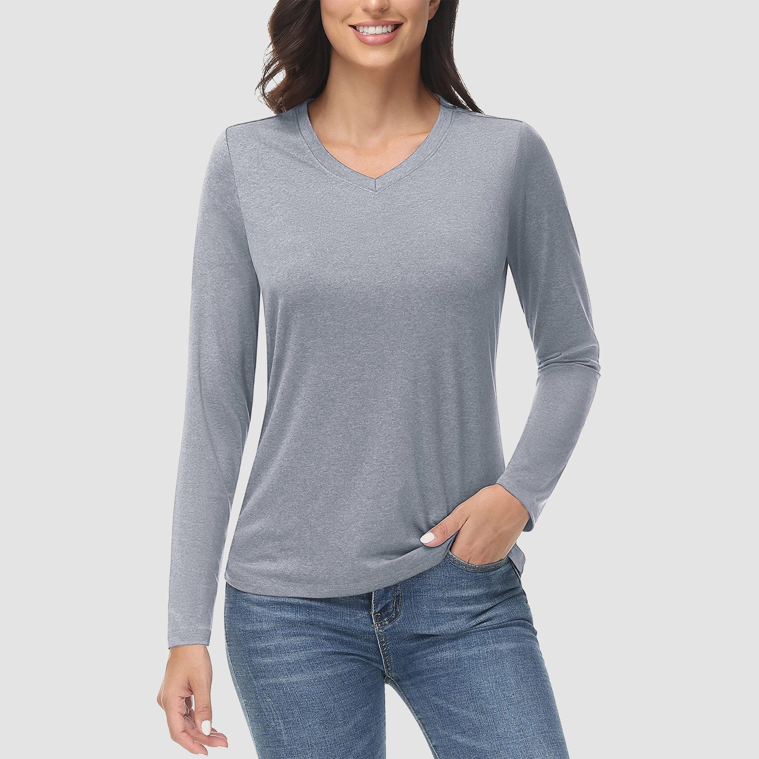 Women's Long Sleeve Shirt V Neck SPF Shirts UPF 50+ Quick Dry Workout Hiking Tee Shirts Rashguard - MAGCOMSEN