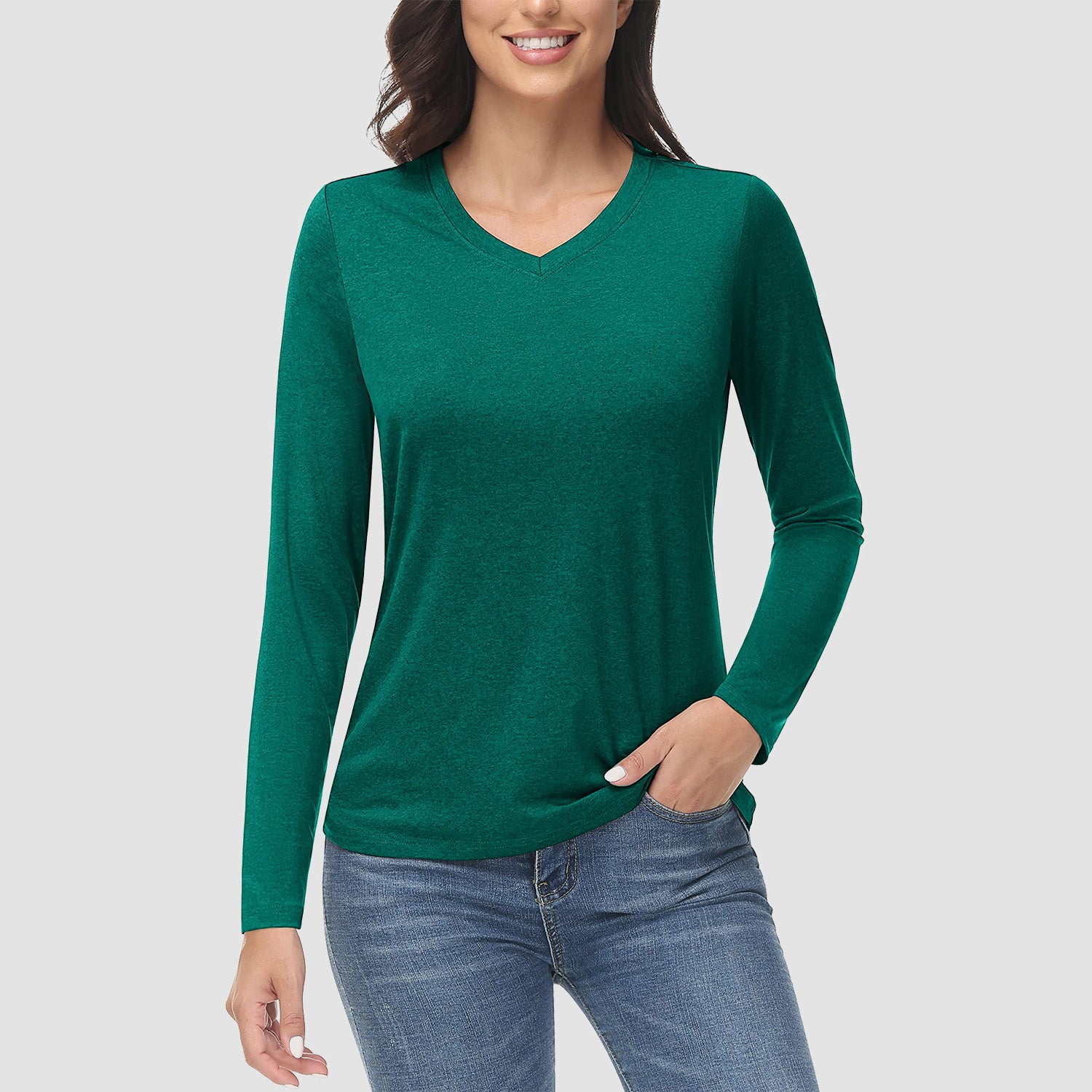 Women's Long Sleeve Shirt V Neck SPF Shirts UPF 50+ Quick Dry Workout Hiking Tee Shirts Rashguard - MAGCOMSEN