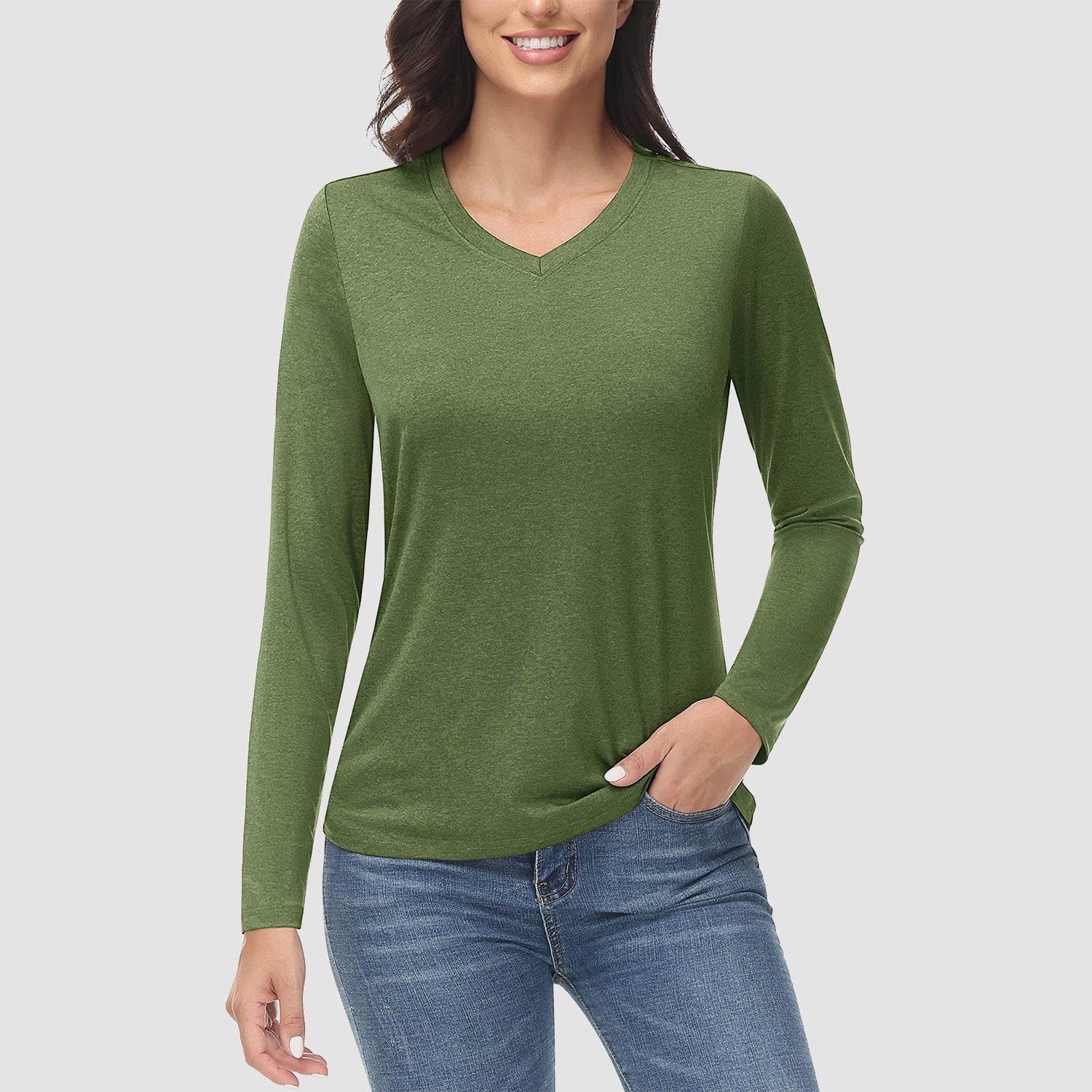 Women's Long Sleeve Shirt V Neck SPF Shirts UPF 50+ Quick Dry Workout Hiking Tee Shirts Rashguard - MAGCOMSEN