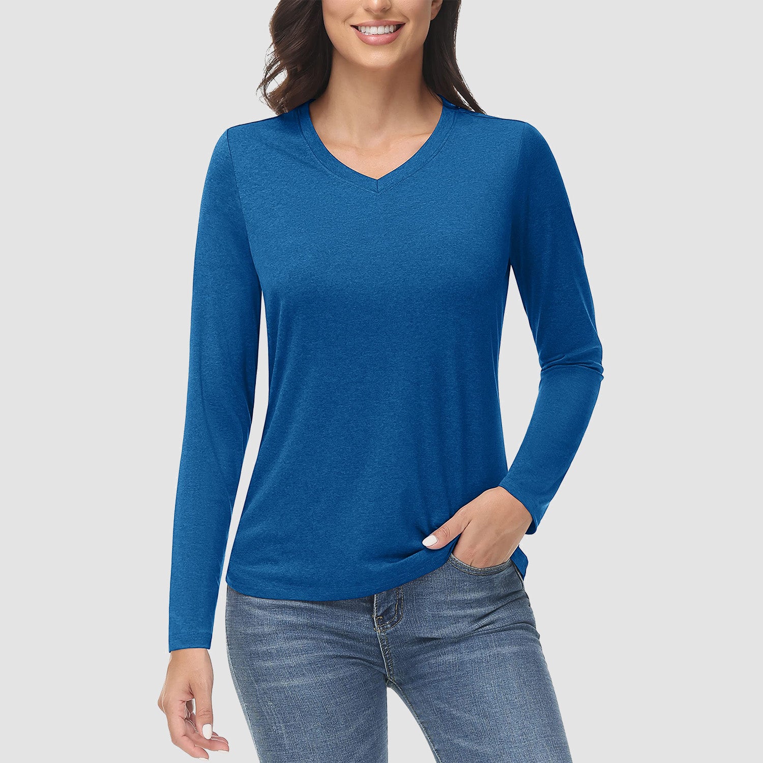 Women's Long Sleeve Shirt V Neck SPF Shirts UPF 50+ Quick Dry Workout Hiking Tee Shirts Rashguard - MAGCOMSEN