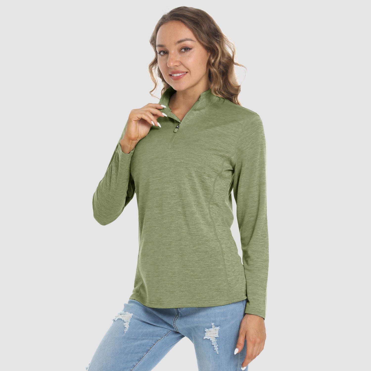 Women's Shirts Long Sleeve 1/4 Zip UPF50+ UV Sun Protection Shirts Quick Dry
