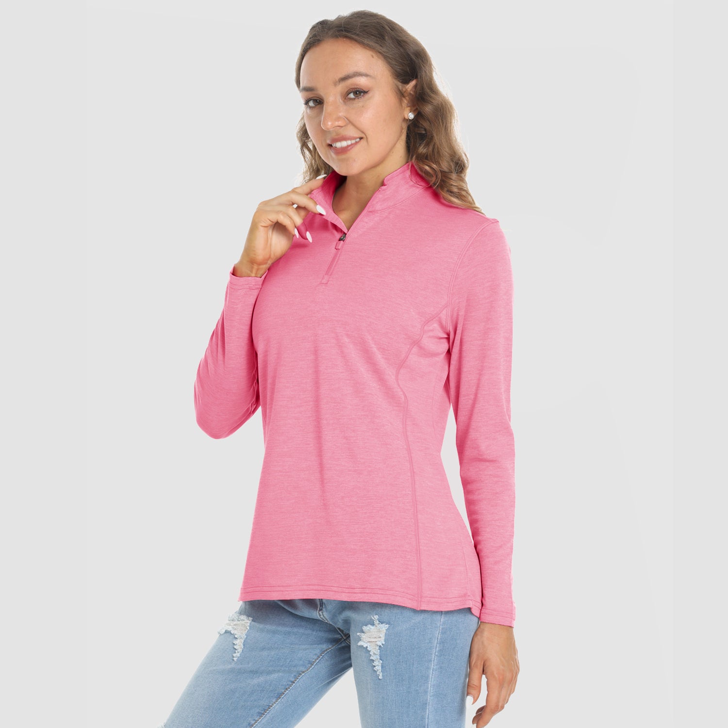 Women's Shirts Long Sleeve 1/4 Zip UPF50+ UV Sun Protection Shirts Quick Dry