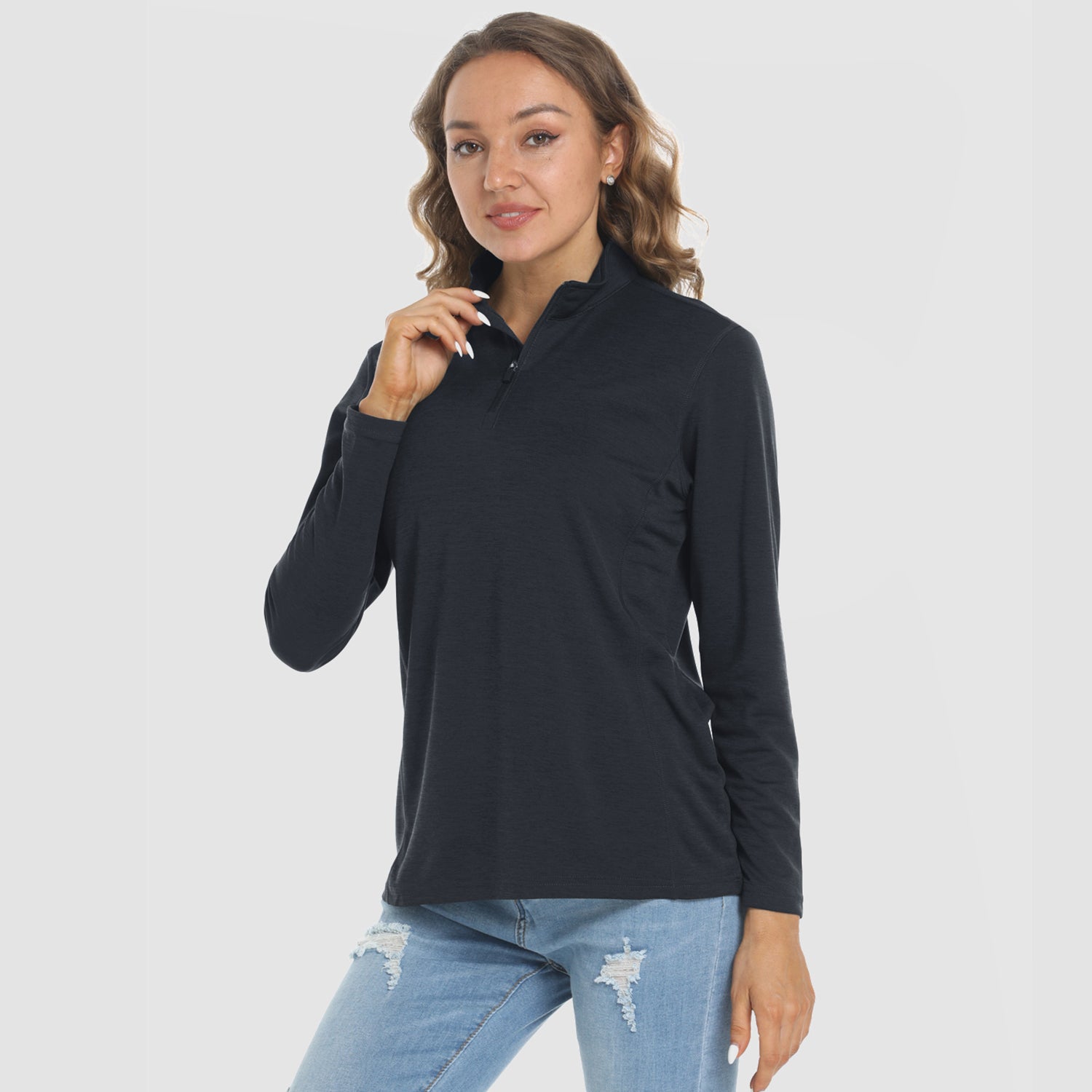 Women's Shirts Long Sleeve 1/4 Zip UPF50+ UV Sun Protection Shirts Quick Dry