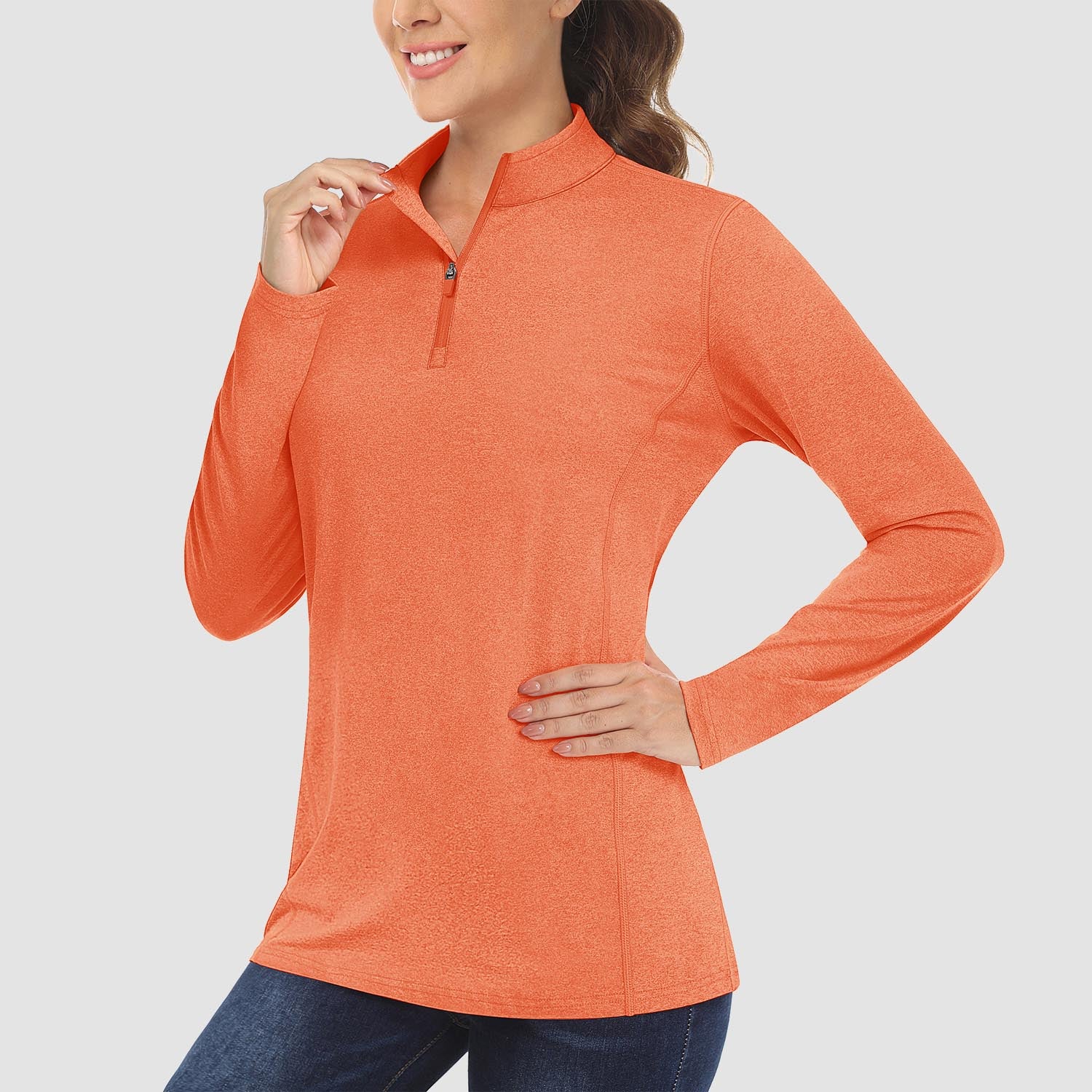 Women's Sun Protection Shirt Long Sleeve 1/4 Zip UPF50+ UV Shirts Quick Dry - MAGCOMSEN