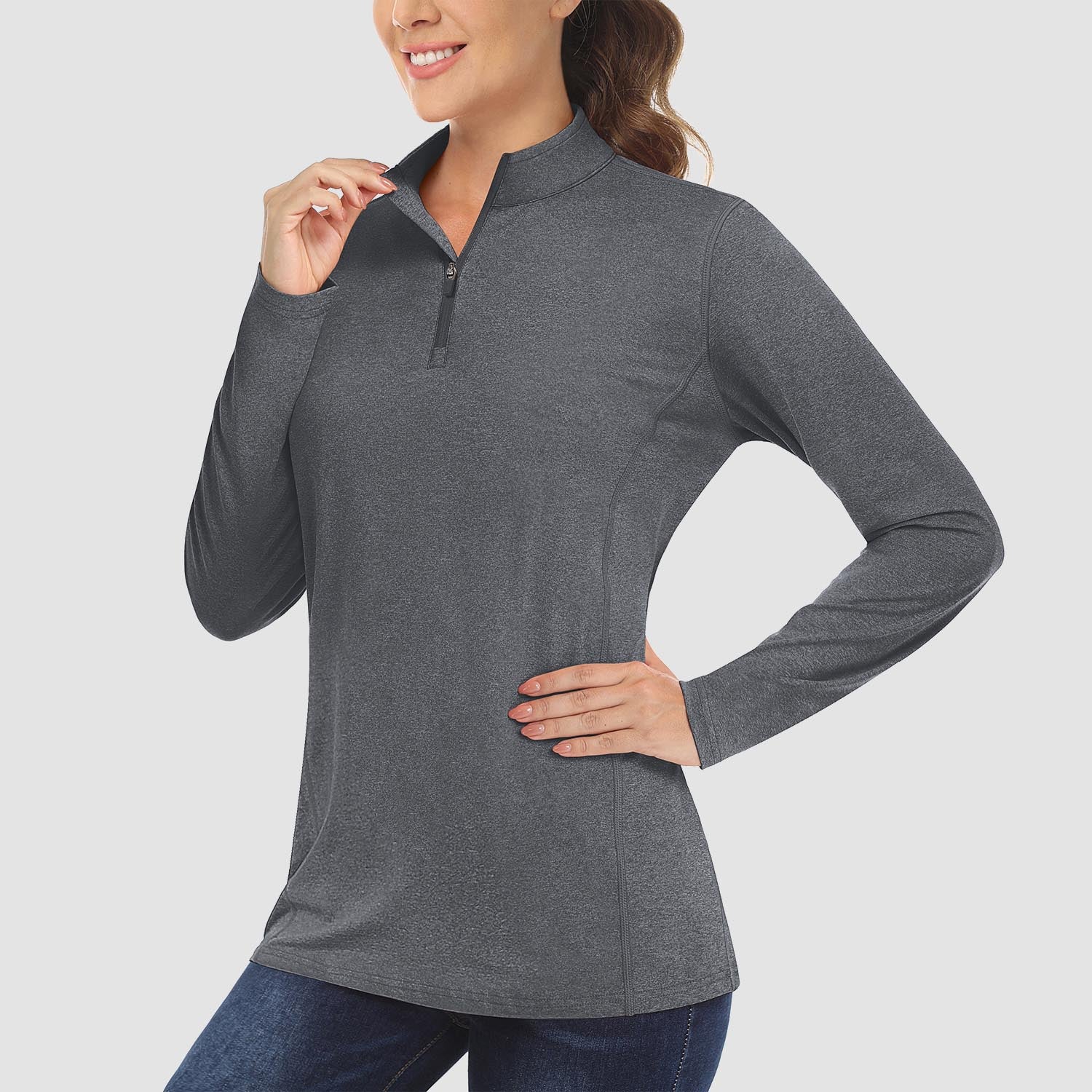 Women's Sun Protection Shirt Long Sleeve 1/4 Zip UPF50+ UV Shirts Quick Dry - MAGCOMSEN
