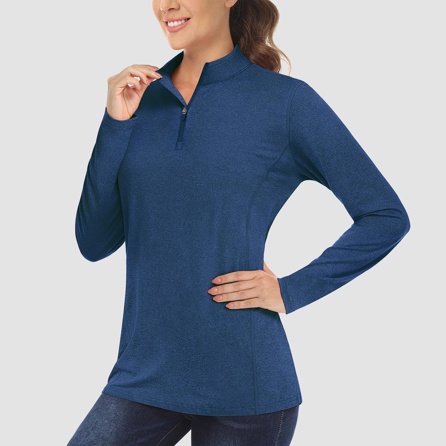 Women's Sun Protection Shirt Long Sleeve 1/4 Zip UPF50+ UV Shirts Quick Dry - MAGCOMSEN