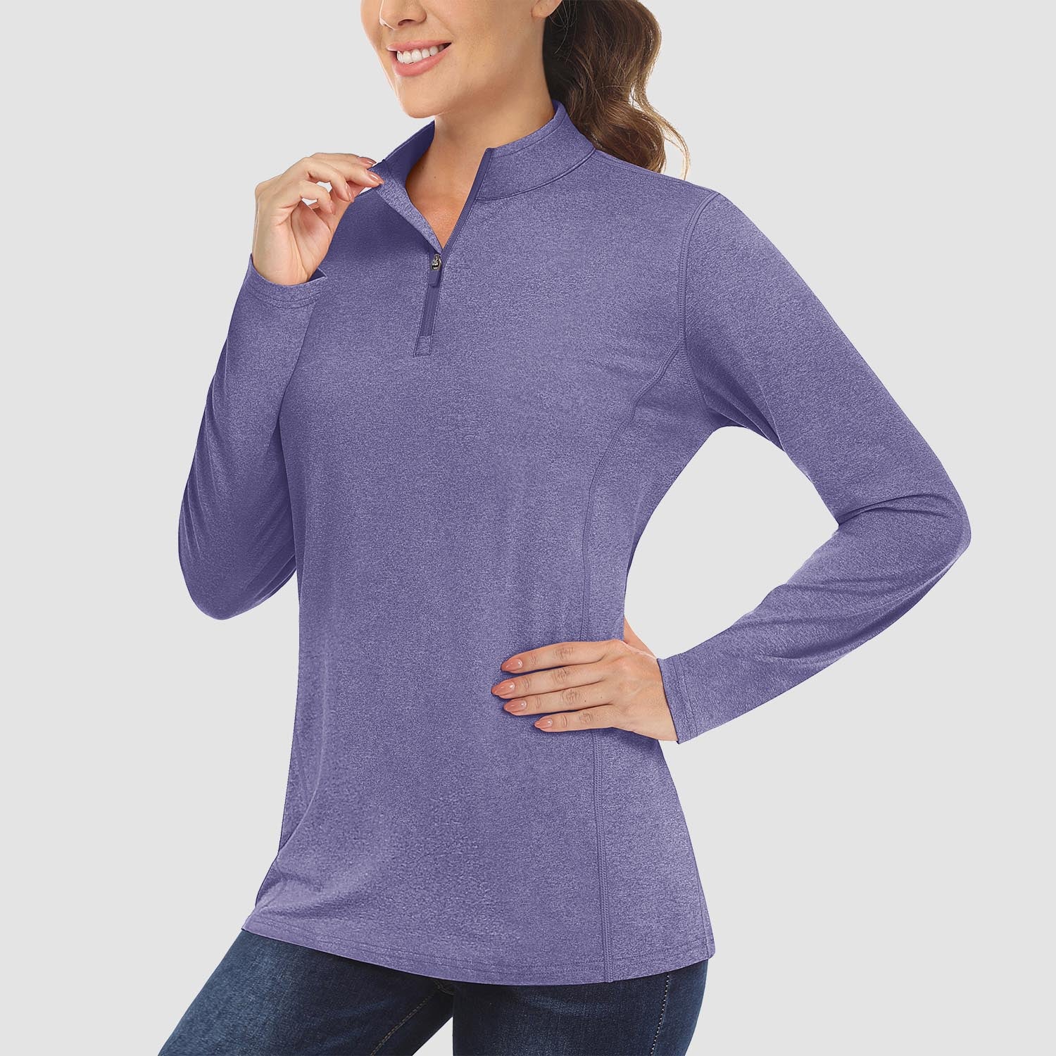 Women's Sun Protection Shirt Long Sleeve 1/4 Zip UPF50+ UV Shirts Quick Dry - MAGCOMSEN