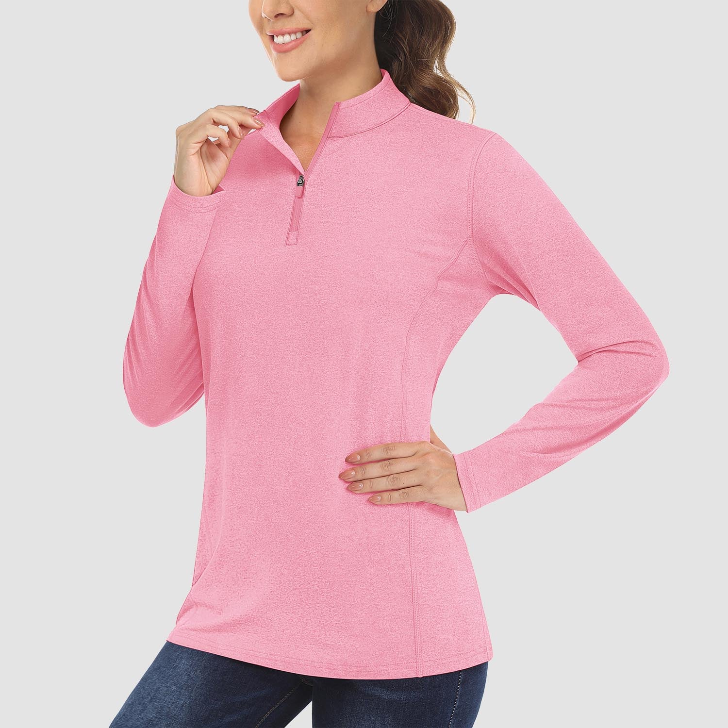 Women's Sun Protection Shirt Long Sleeve 1/4 Zip UPF50+ UV Shirts Quick Dry - MAGCOMSEN