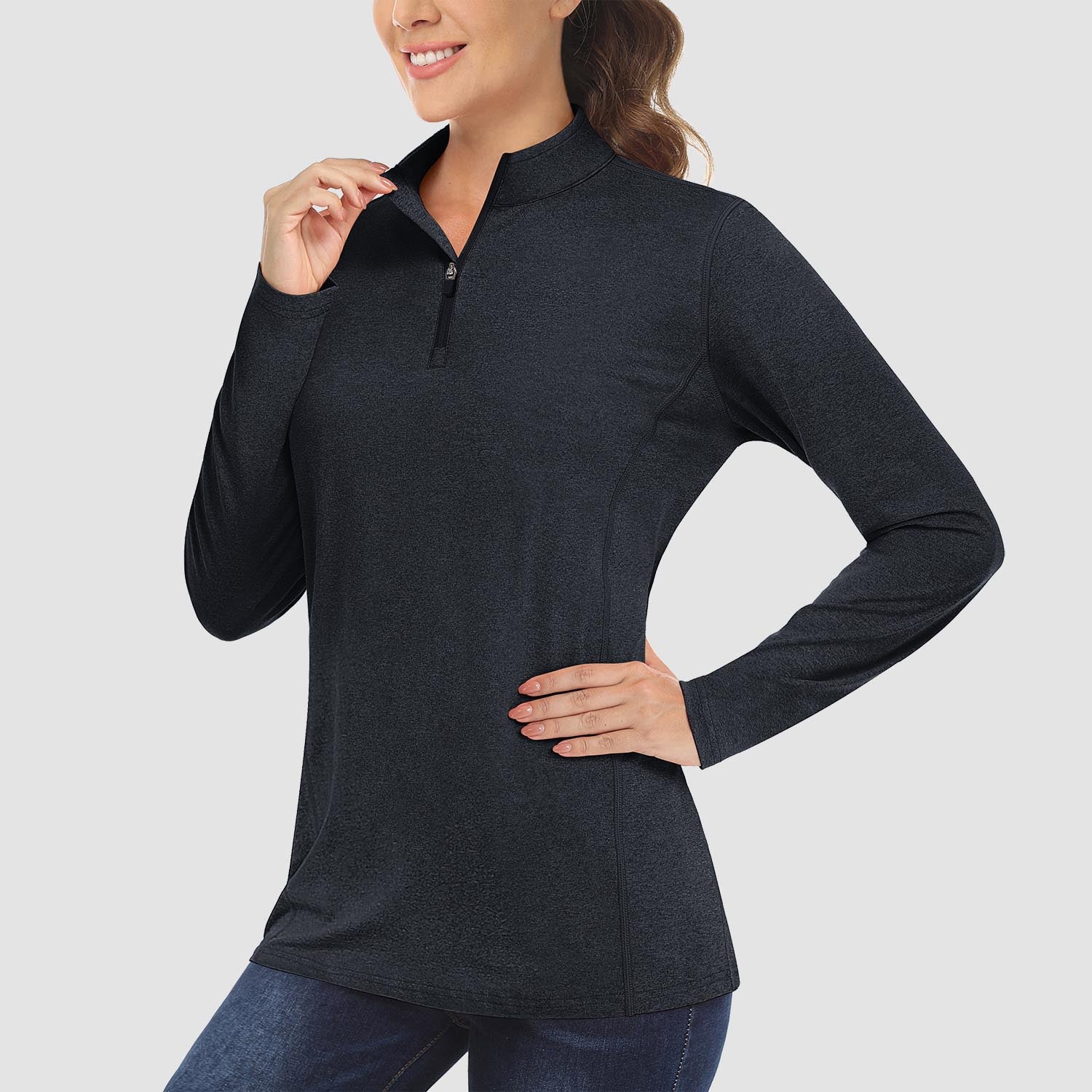 Women's Sun Protection Shirt Long Sleeve 1/4 Zip UPF50+ UV Shirts Quick Dry - MAGCOMSEN