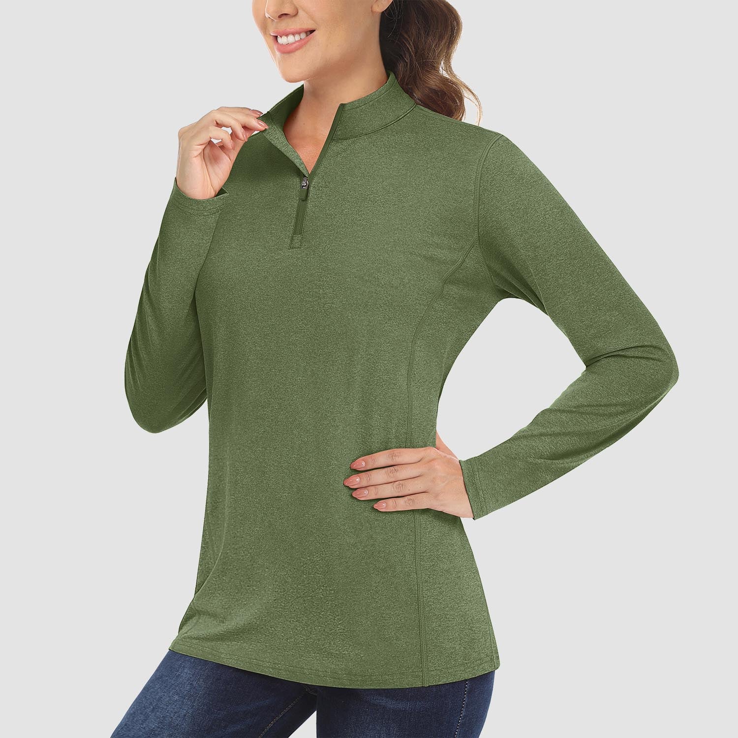 Women's Sun Protection Shirt Long Sleeve 1/4 Zip UPF50+ UV Shirts Quick Dry - MAGCOMSEN
