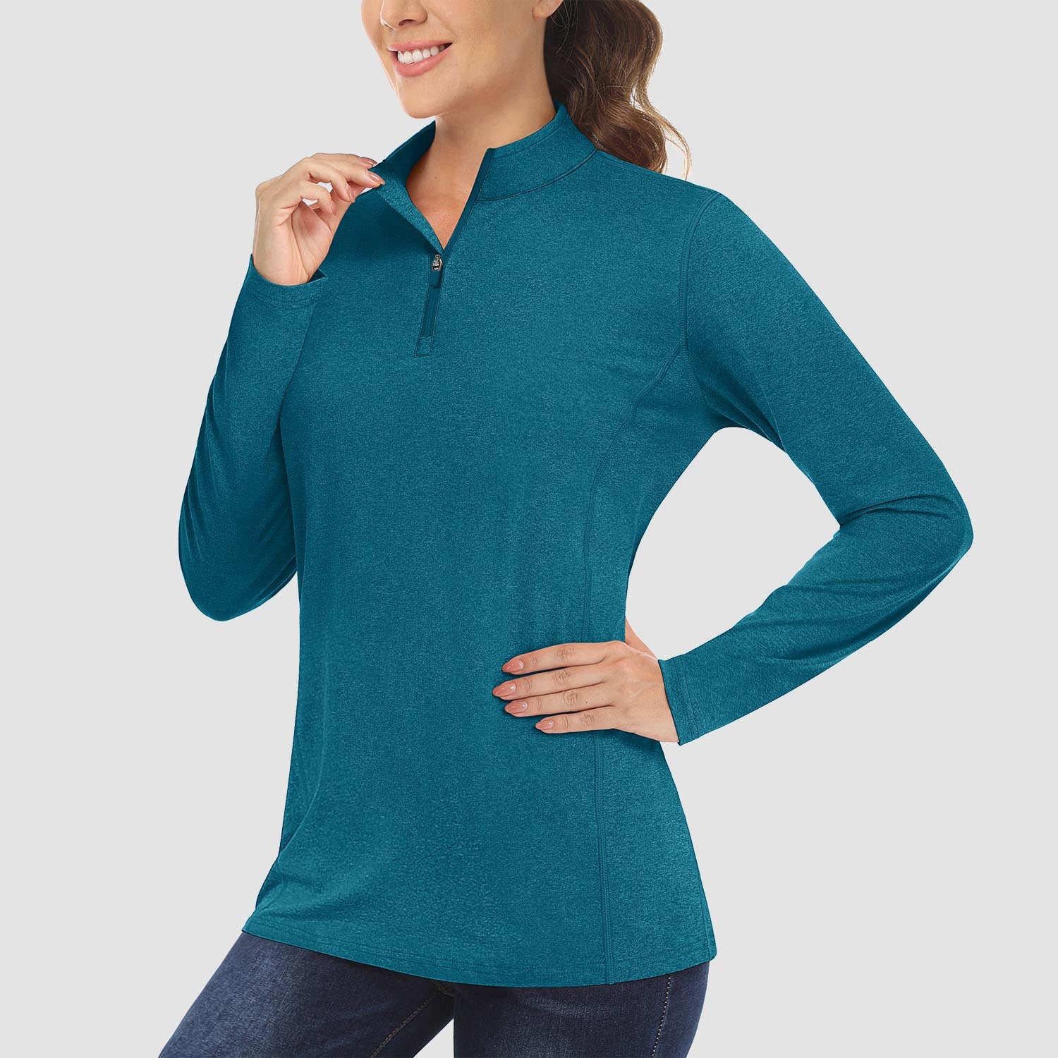 Women's Sun Protection Shirt Long Sleeve 1/4 Zip UPF50+ UV Shirts Quick Dry - MAGCOMSEN