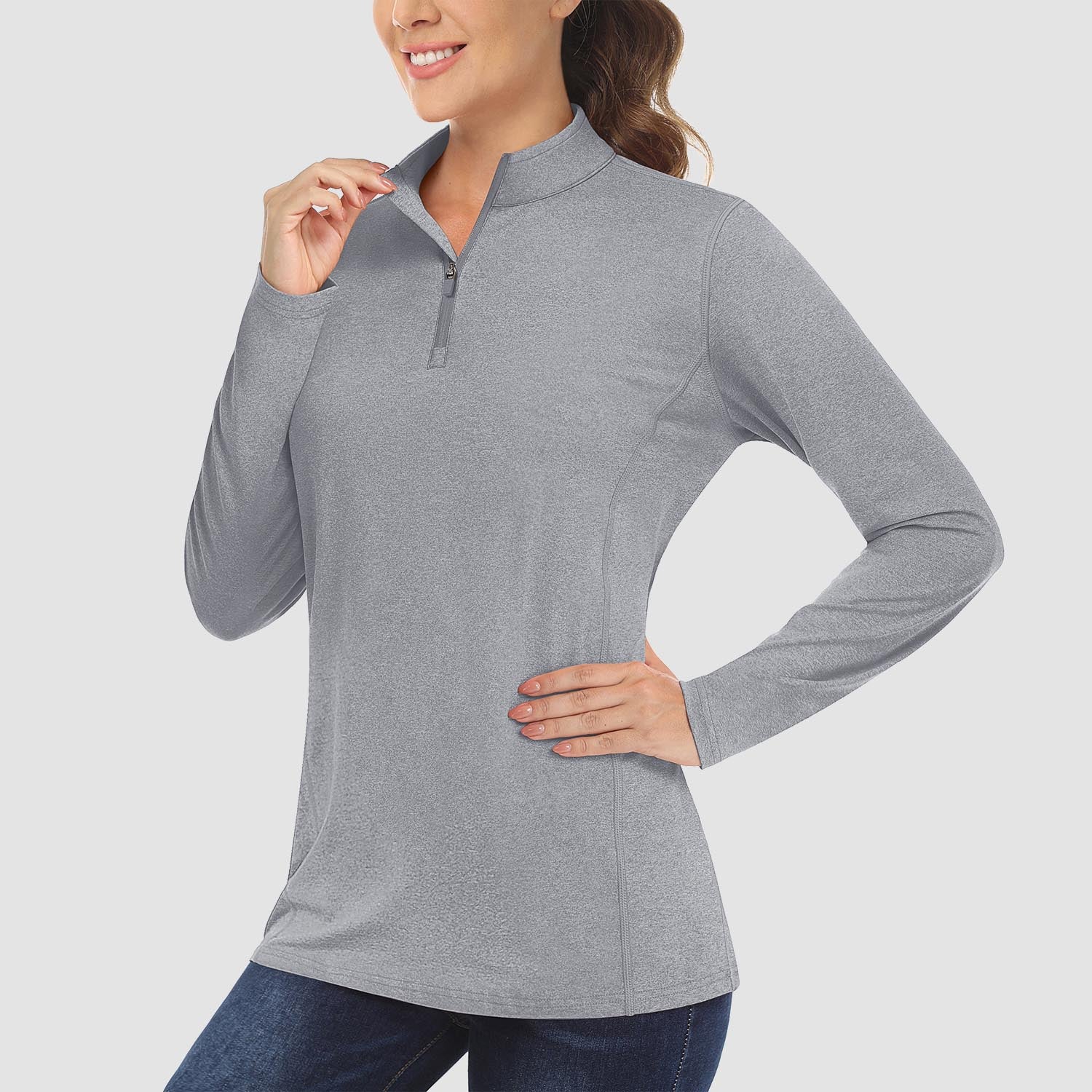 Women's Sun Protection Shirt Long Sleeve 1/4 Zip UPF50+ UV Shirts Quick Dry - MAGCOMSEN