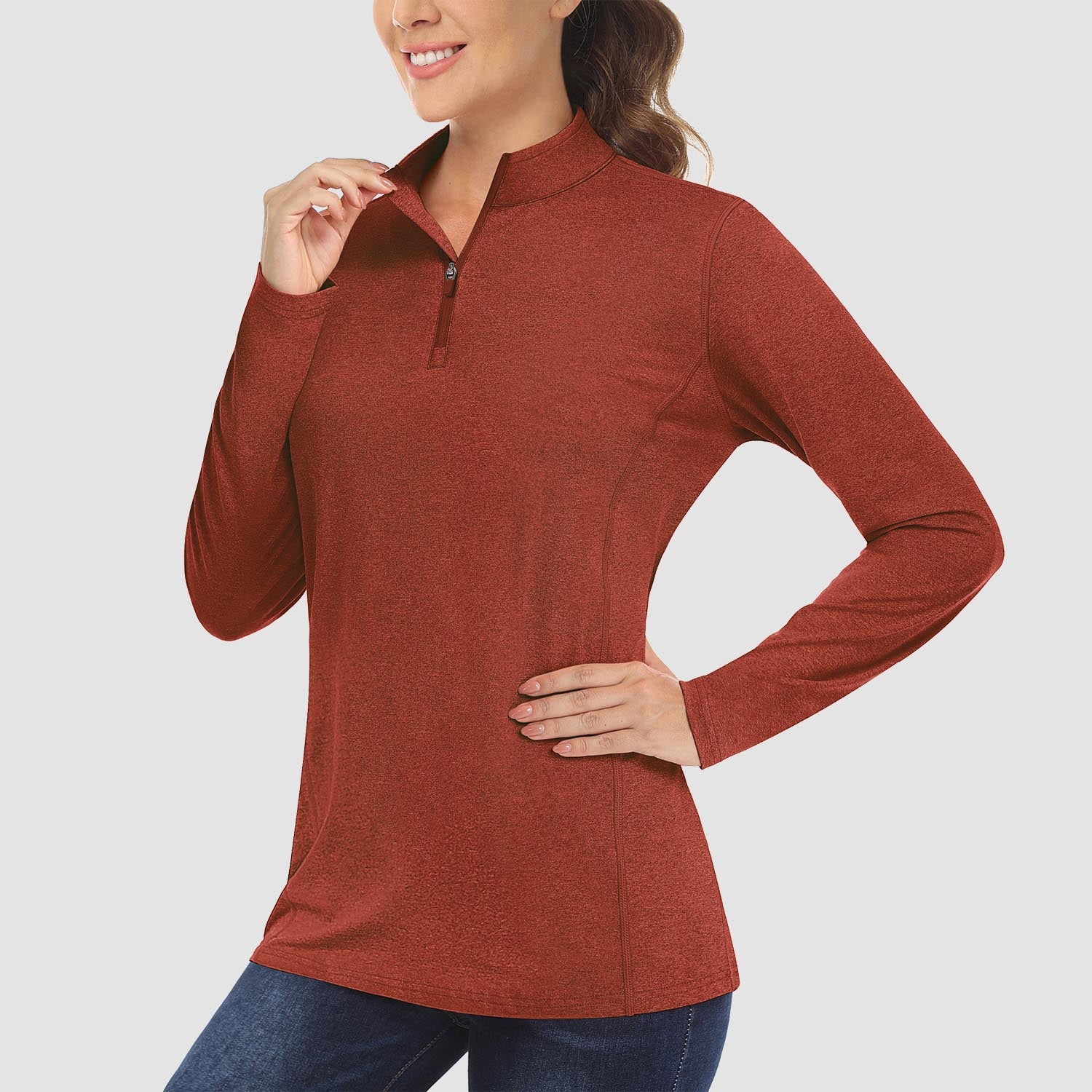 Women's Sun Protection Shirt Long Sleeve 1/4 Zip UPF50+ UV Shirts Quick Dry - MAGCOMSEN