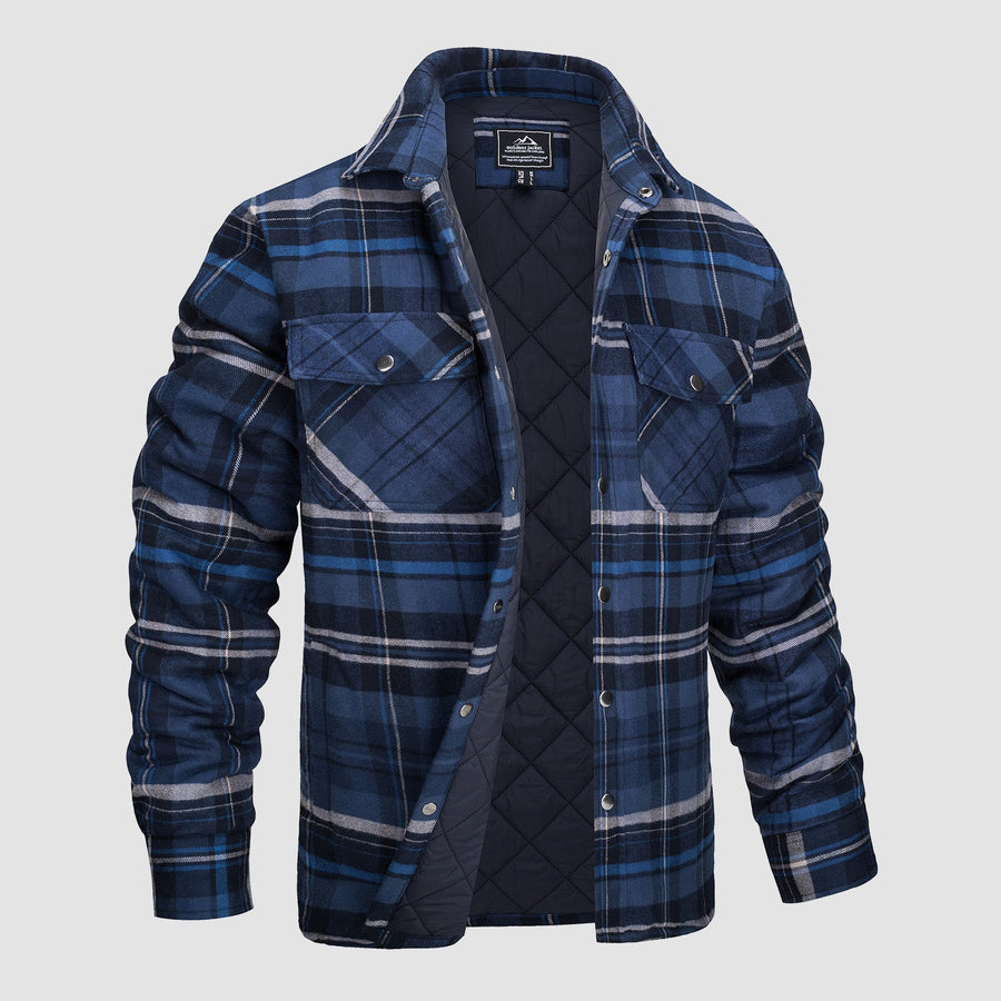 Men's Quilted Flannel Jacket - Warm Winter Padded Shirt