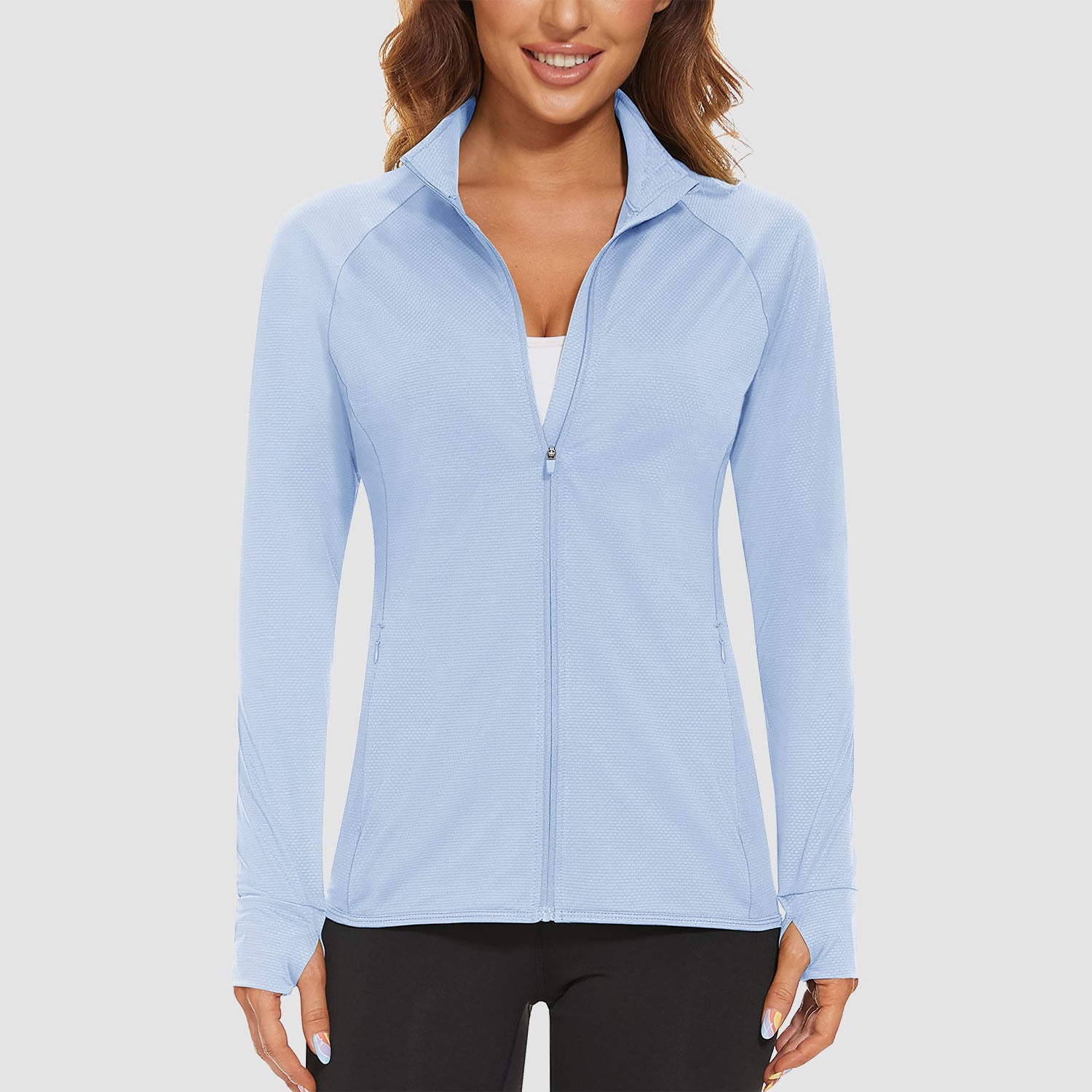 Pale Blue Women's UPF 50+ Sun Protection Tennis Jacket Long Sleeve - MAGCOMSEN #Color_Pale Blue